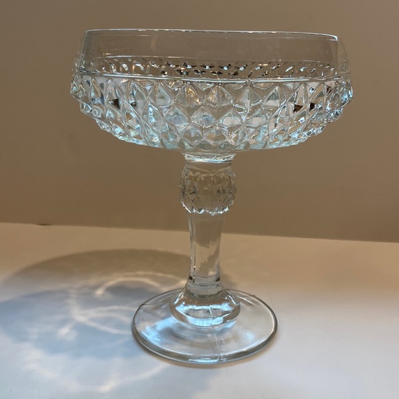 Indiana Glass Other - Vintage Diamond Cut Clear Pedestal Candy Dish Indiana Glass Co